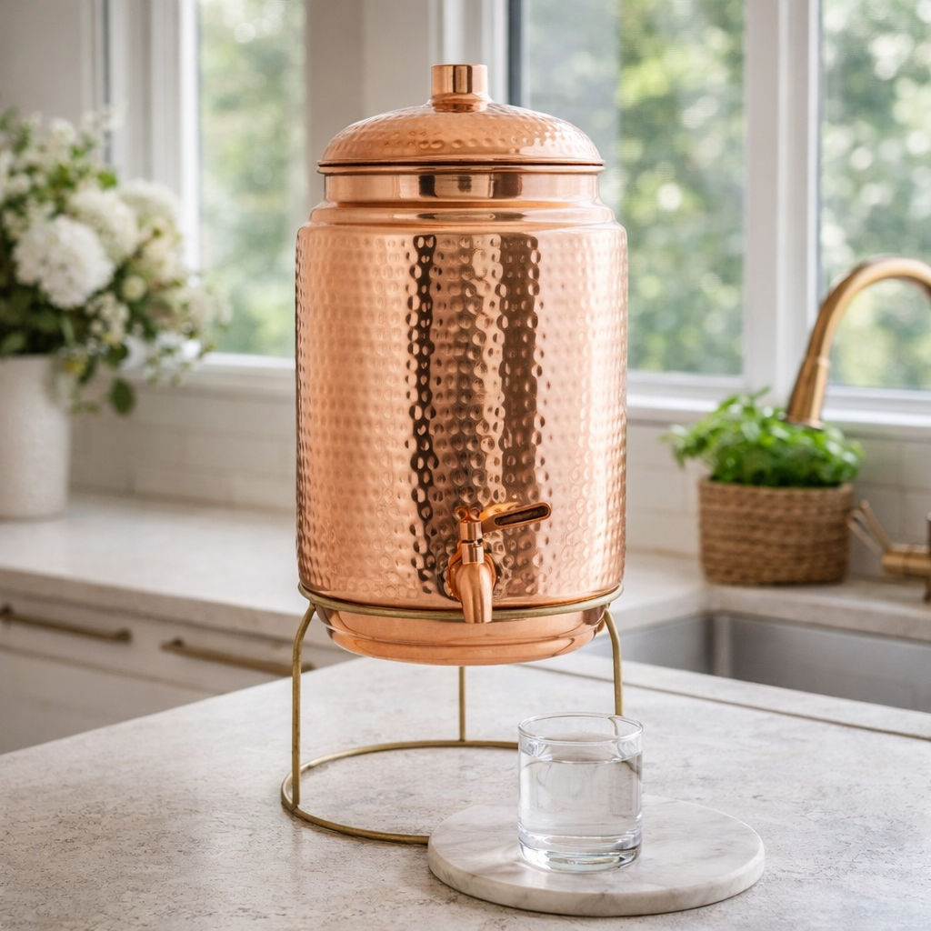 Pure Copper Water Pot Hammered Design v3.0